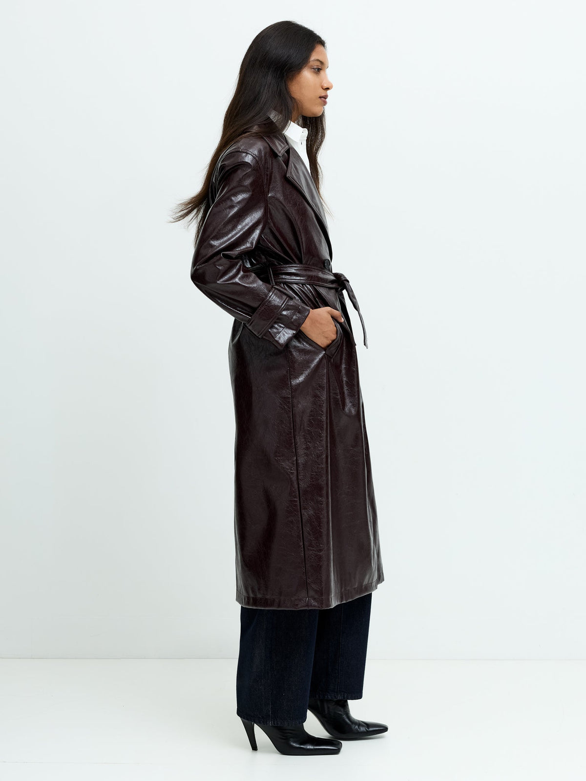 Athene Crinkle PU Trench Coat