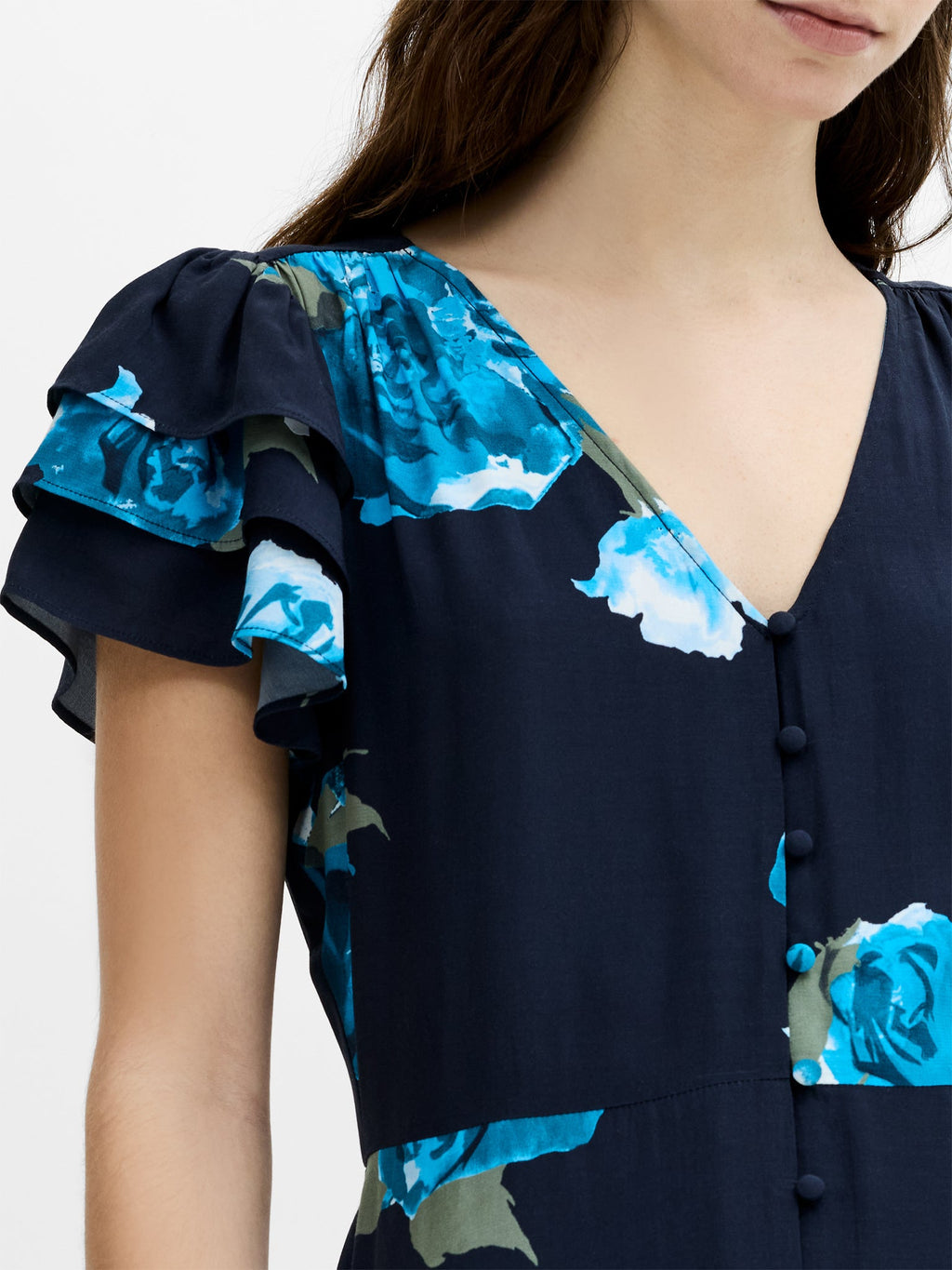 Lara Eco Floral Button-Through Midi Tea Dress