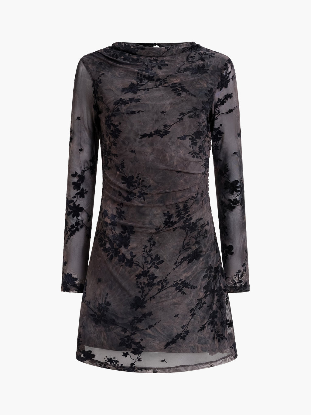 Kenny Floral Velvet Devore Mesh Midi Dress