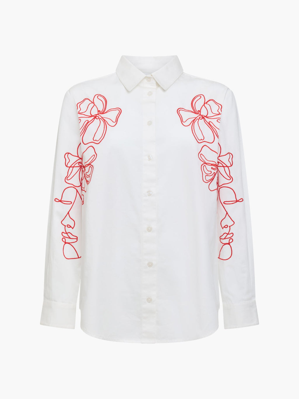 Alexis Cotton Floral Outline Embroidered Shirt