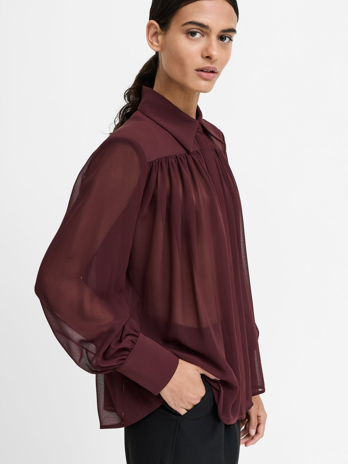 Arezzo Sheer Wide Shoulder Shirt