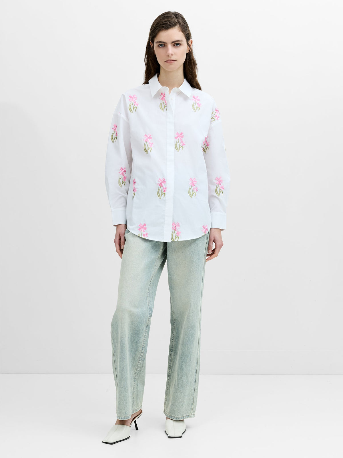 Cambria Cotton Embroidered Floral Shirt
