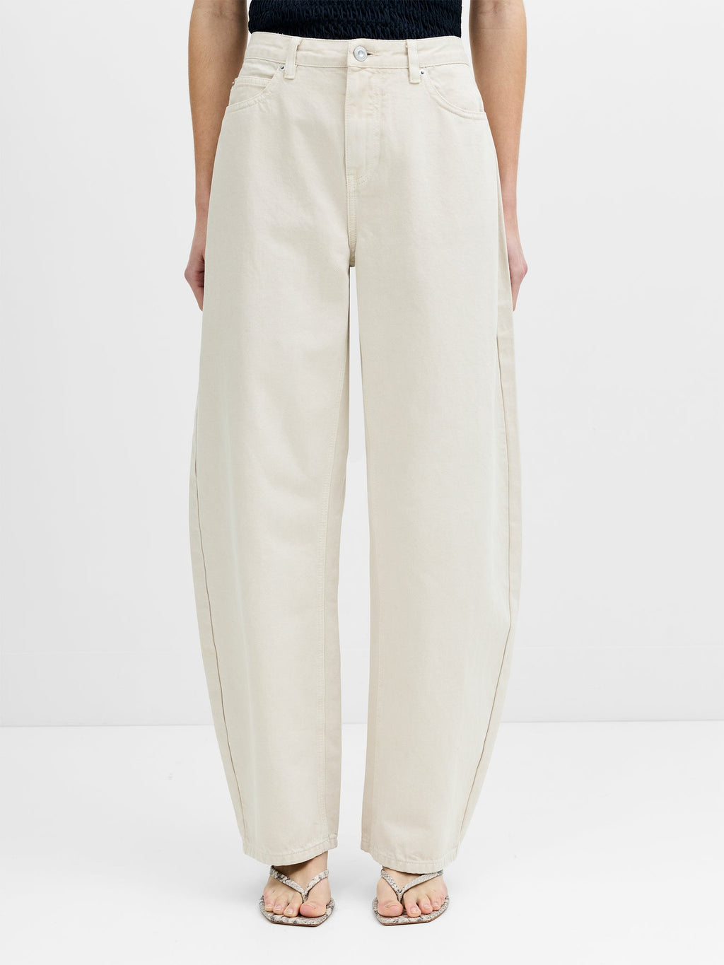 Misa Relaxed Cream Curved Leg Jeans