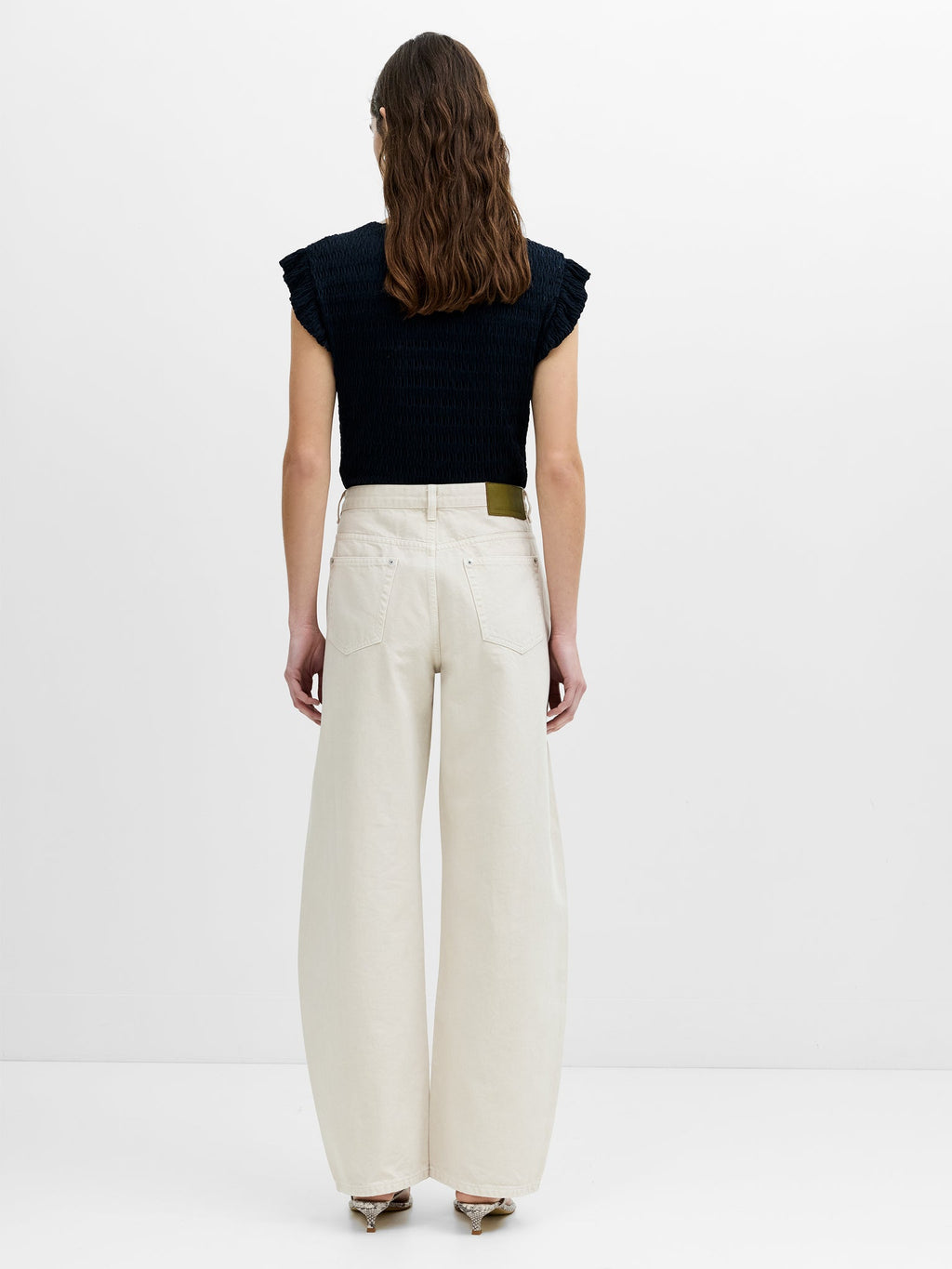 Misa Relaxed Cream Curved Leg Jeans