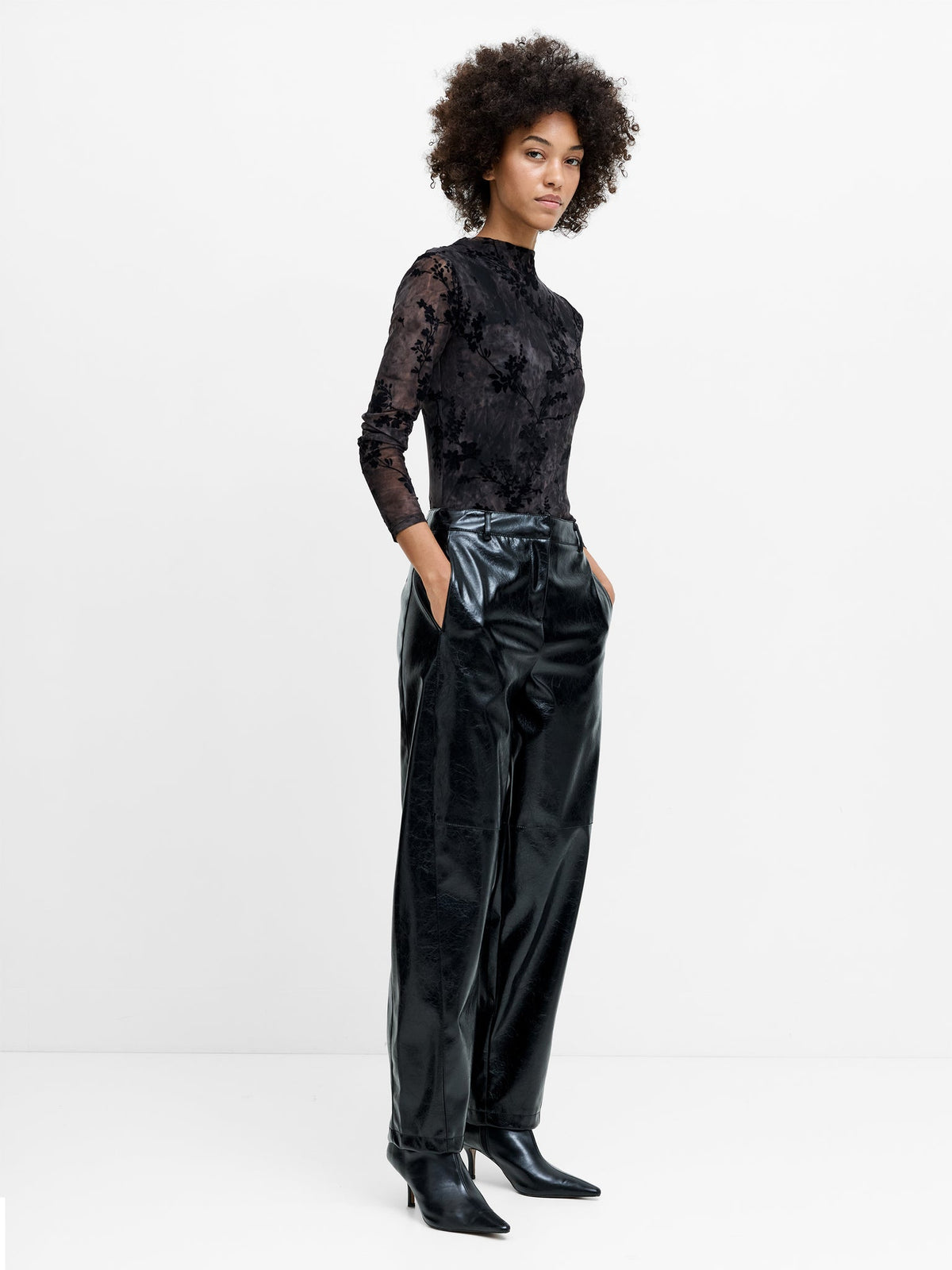 Juniper PU Barrel Leg Trousers