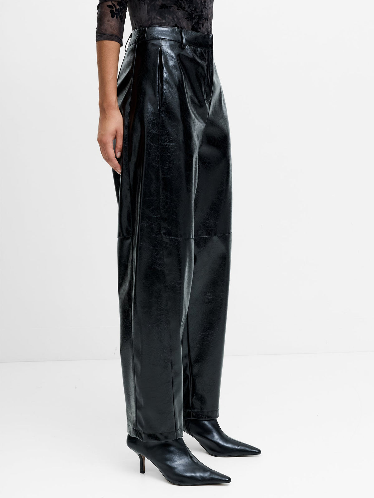Juniper PU Barrel Leg Trousers