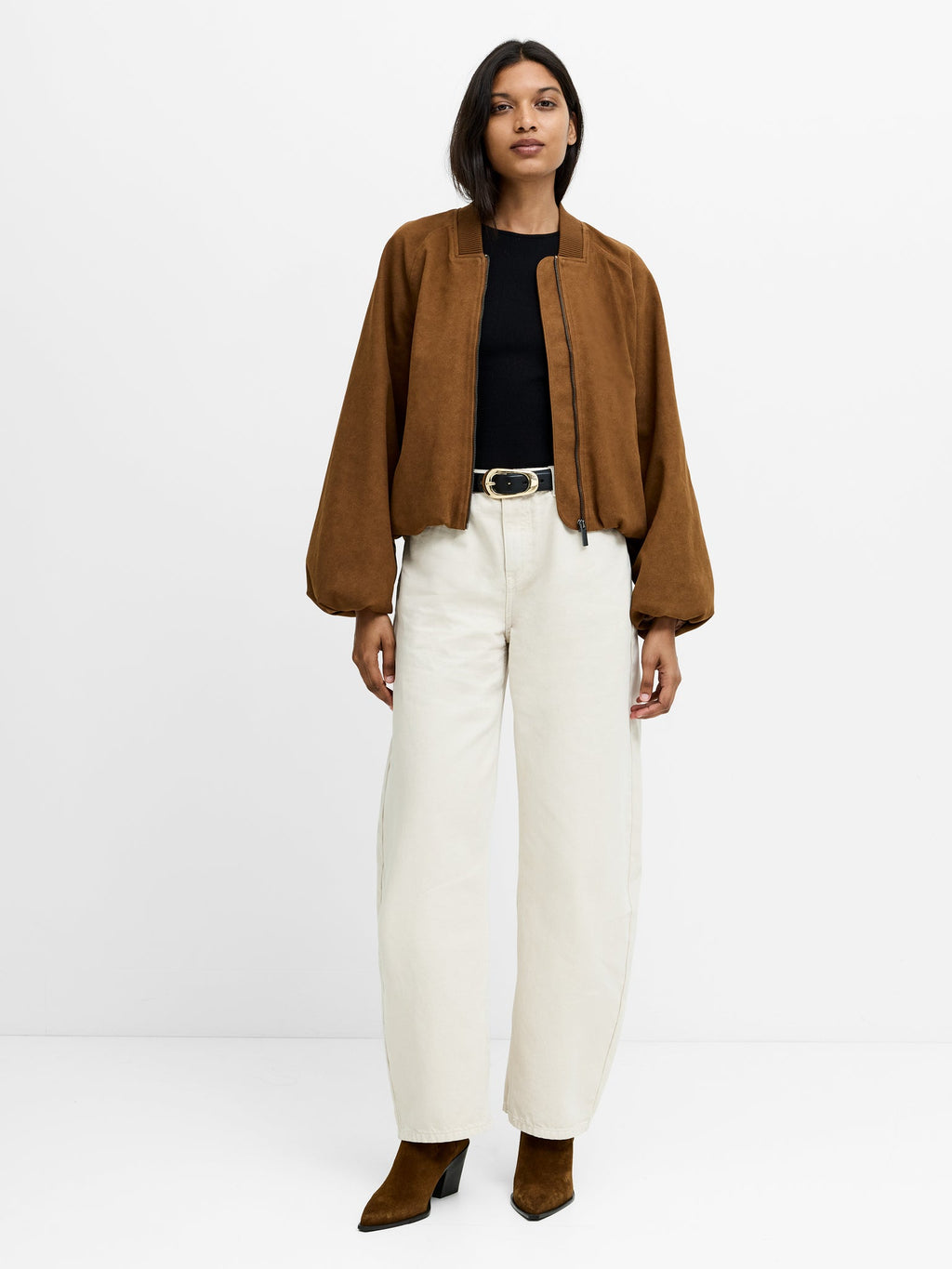Orelia Faux Suede Bomber Jacket