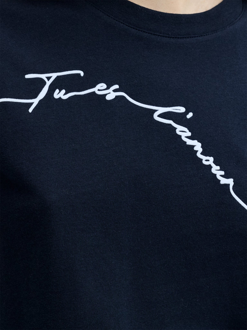 Love Of My Life Flocked Script Cotton T-Shirt