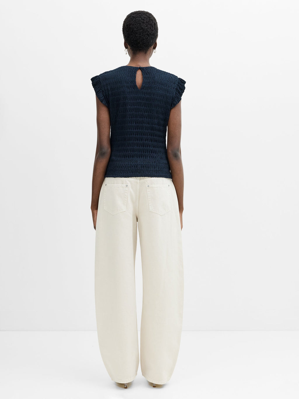 Zinnia Textured Frilled Cap Sleeve Top