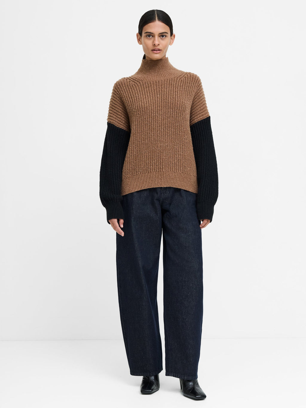 Iona Colour Block Roll Neck Jumper