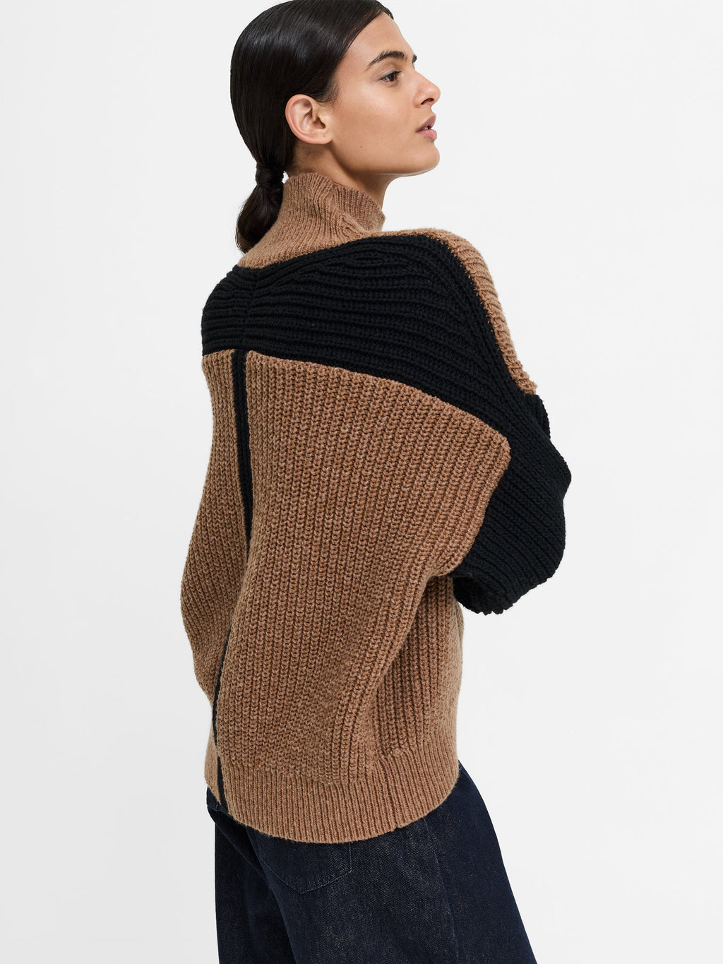 Iona Colour Block Roll Neck Jumper