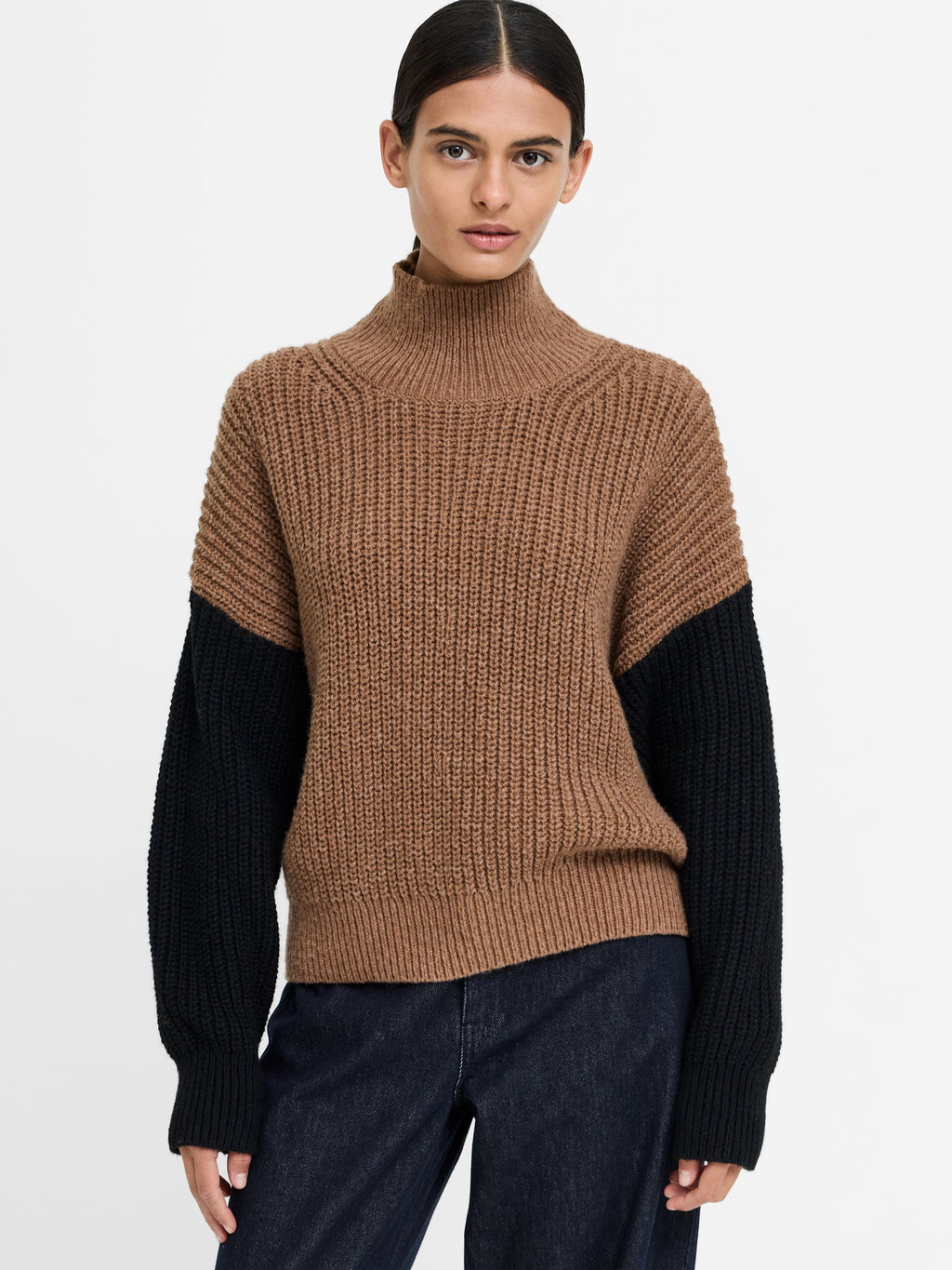 Iona Colour Block Roll Neck Jumper