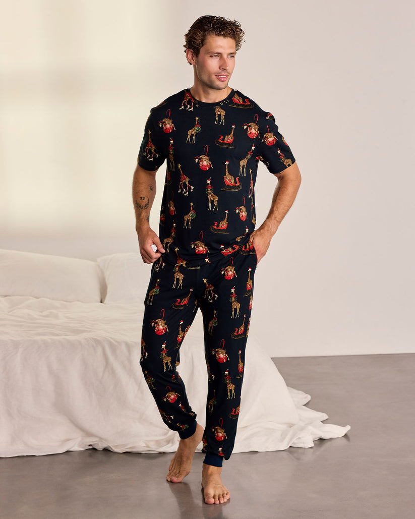 Christmas Giraffe Print Long Pyjama Set
