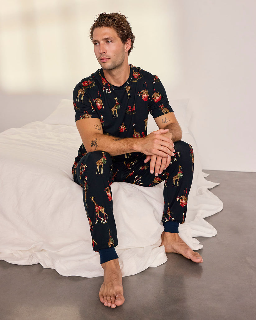 Christmas Giraffe Print Long Pyjama Set