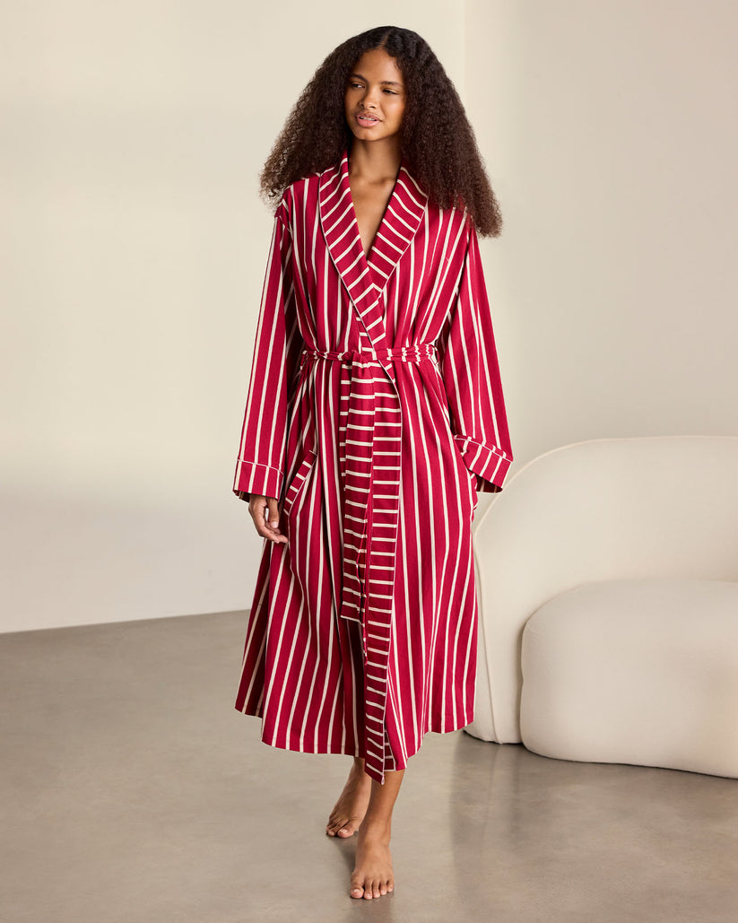 Organic Cotton Christmas Stripe Kimono Dressing Gown
