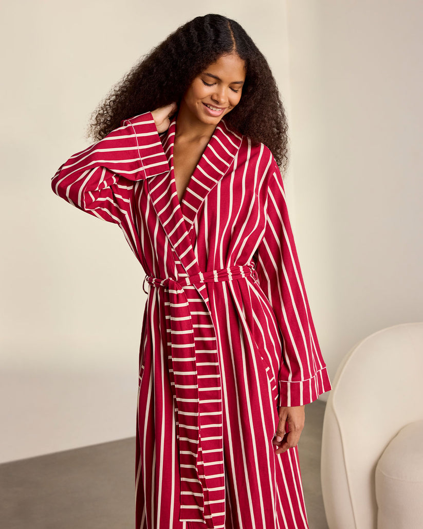 Organic Cotton Christmas Stripe Kimono Dressing Gown
