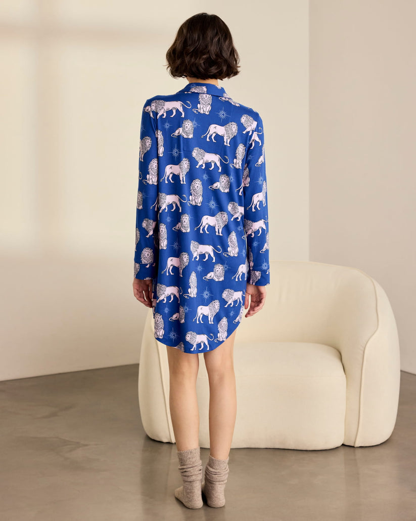 Moonlit Lion Print Nightshirt