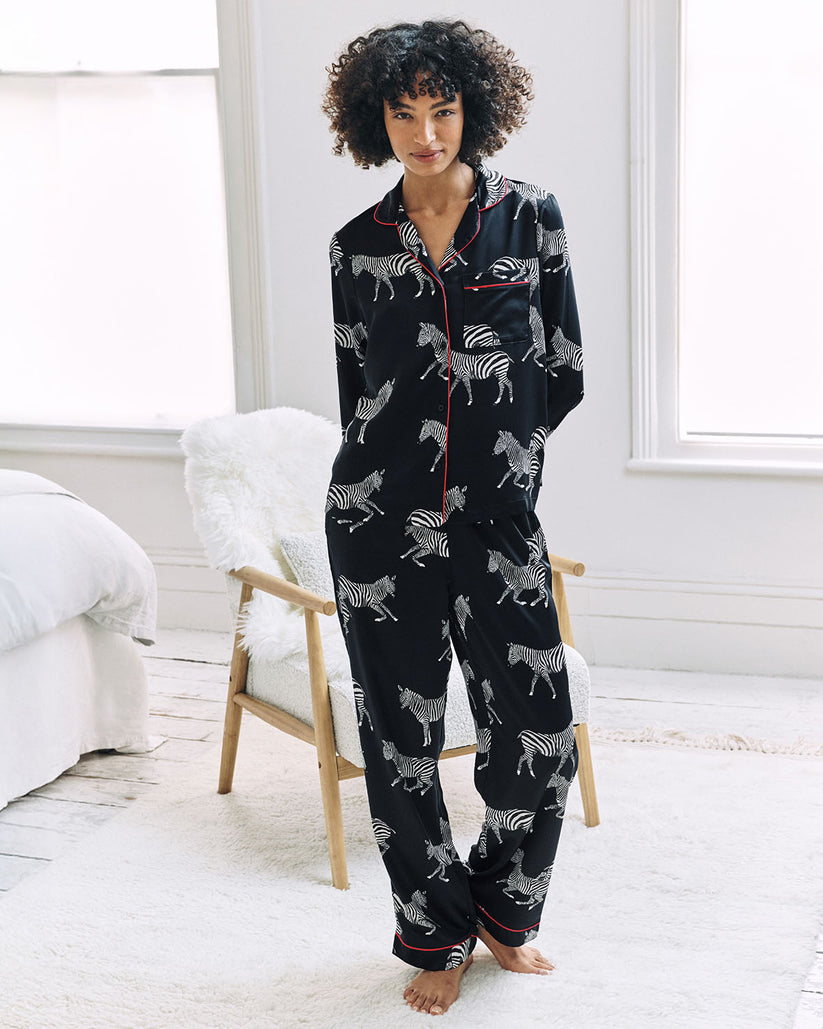 Satin Zebra Print Long Pyjama Set
