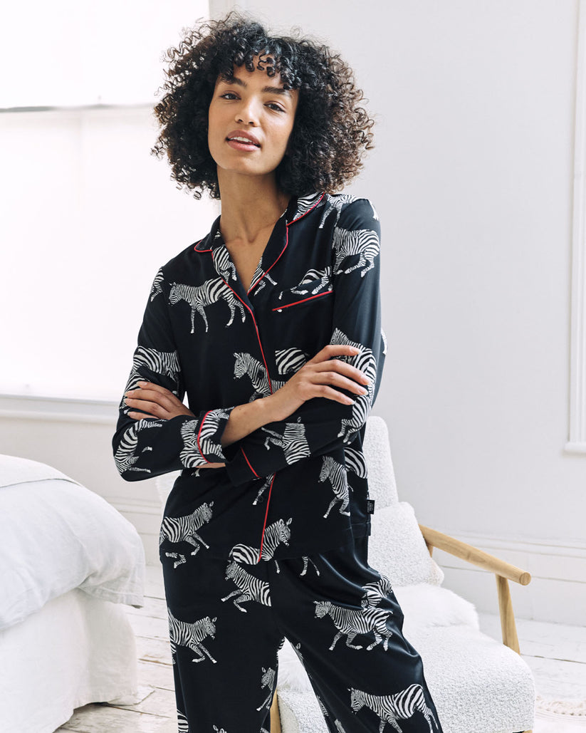 Satin Zebra Print Long Pyjama Set
