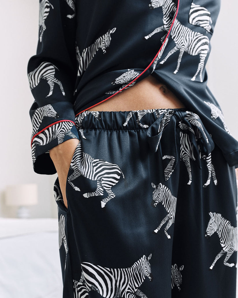 Satin Zebra Print Long Pyjama Set