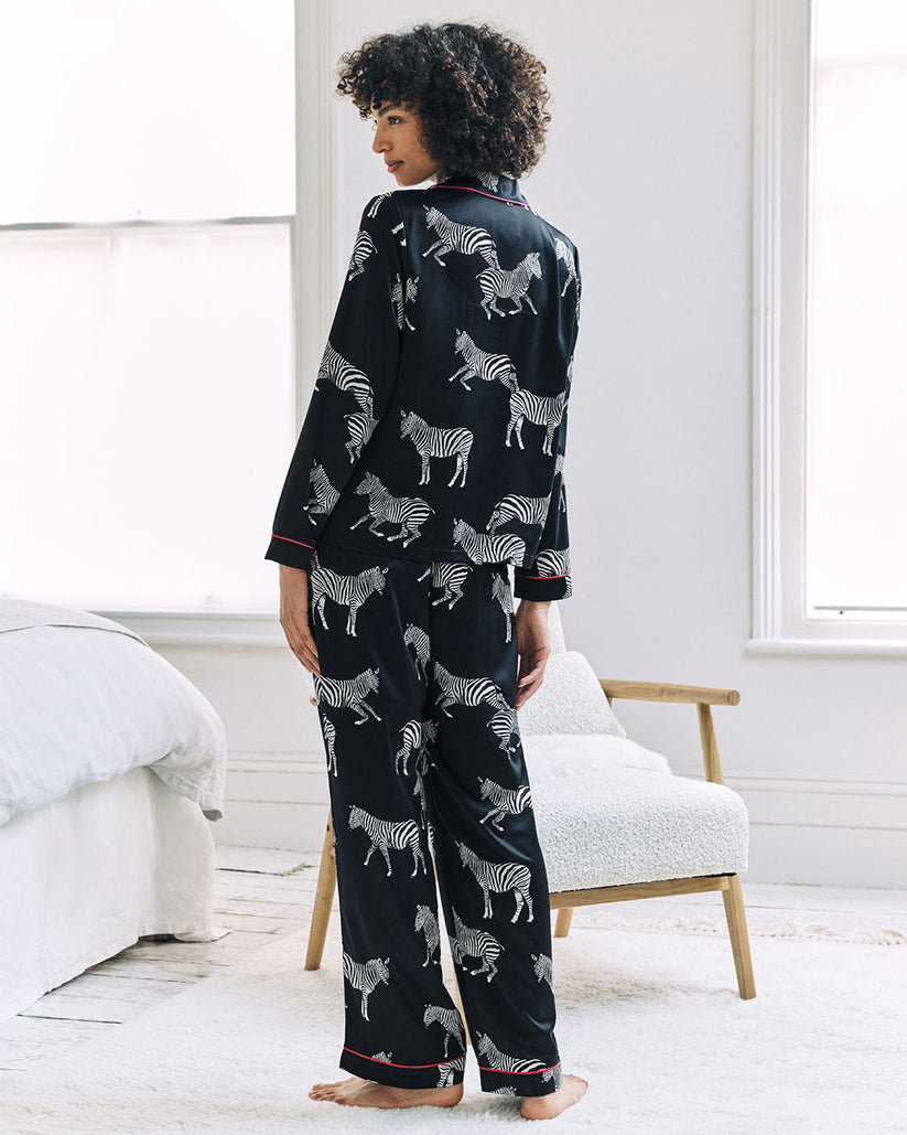 Satin Zebra Print Long Pyjama Set