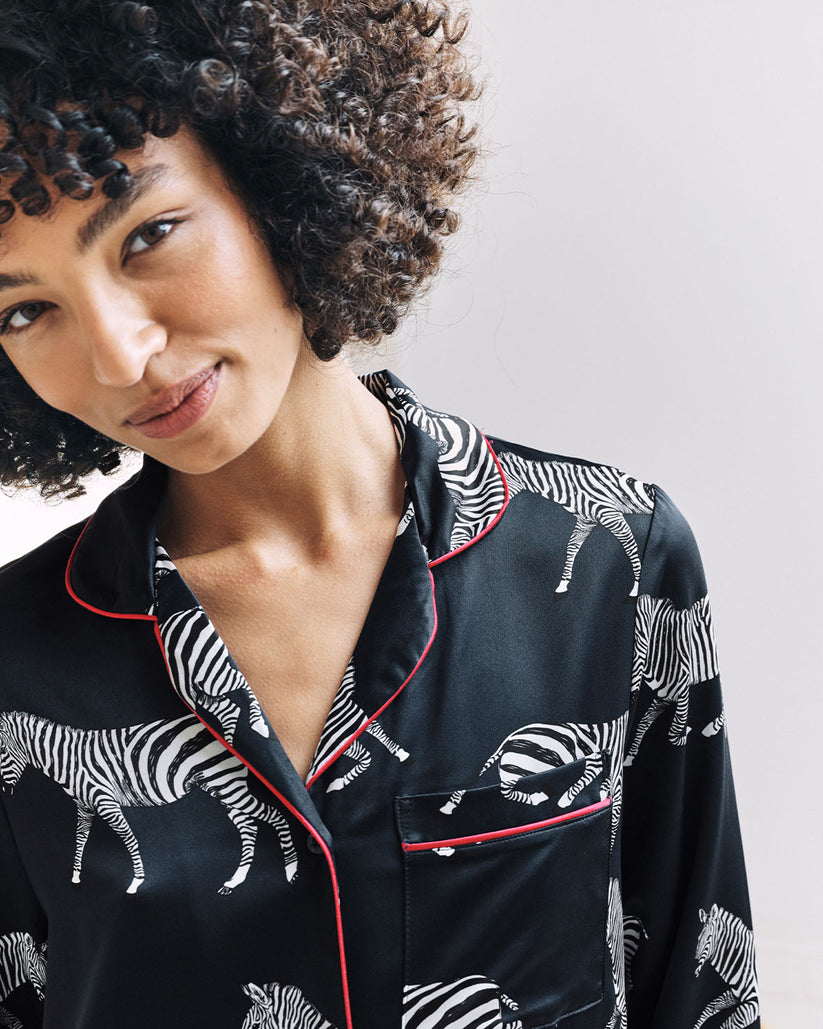 Satin Zebra Print Long Pyjama Set
