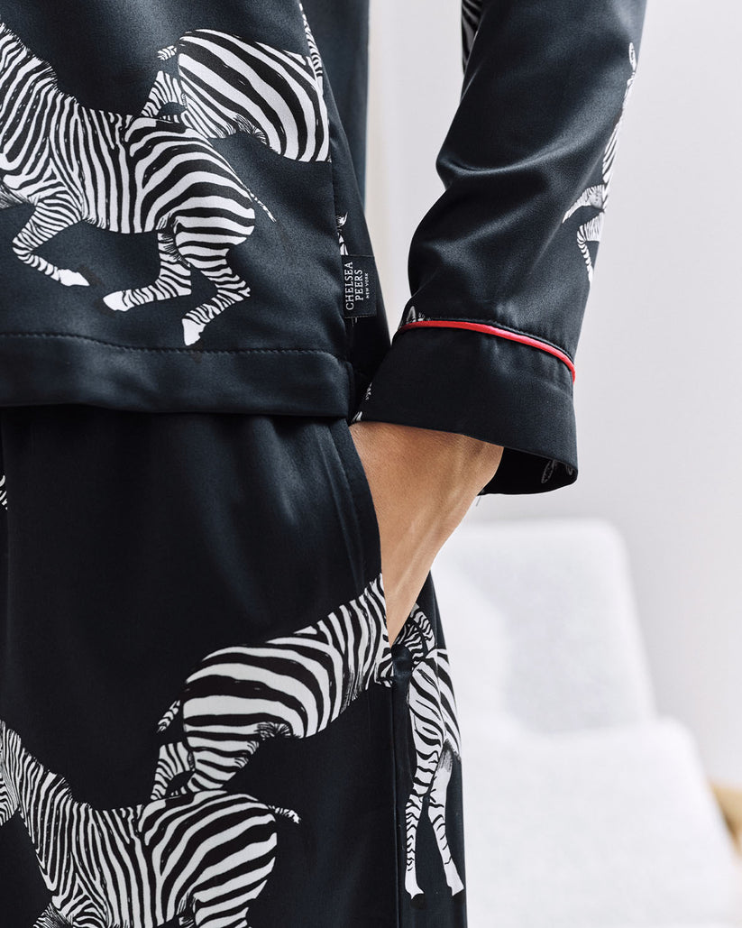 Satin Zebra Print Long Pyjama Set