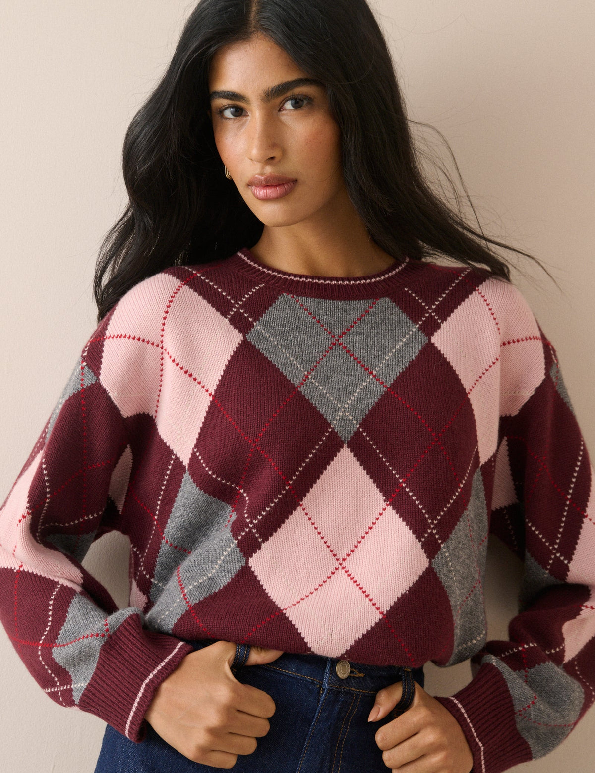 Argyle Oversized Wool-Blend Jumper
