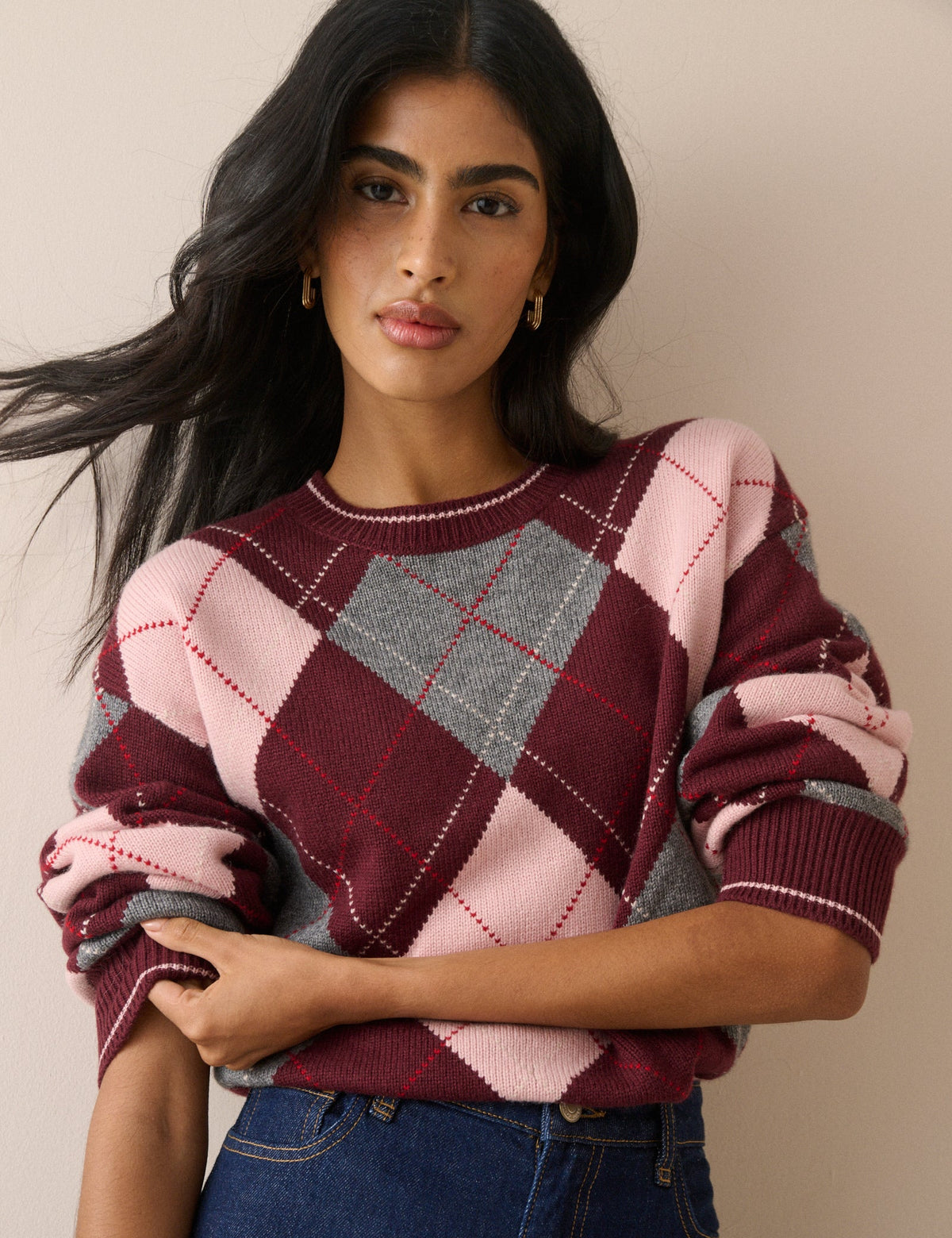 Argyle Oversized Wool-Blend Jumper