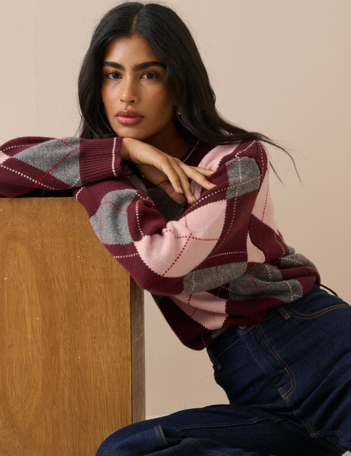 Argyle Oversized Wool-Blend Jumper