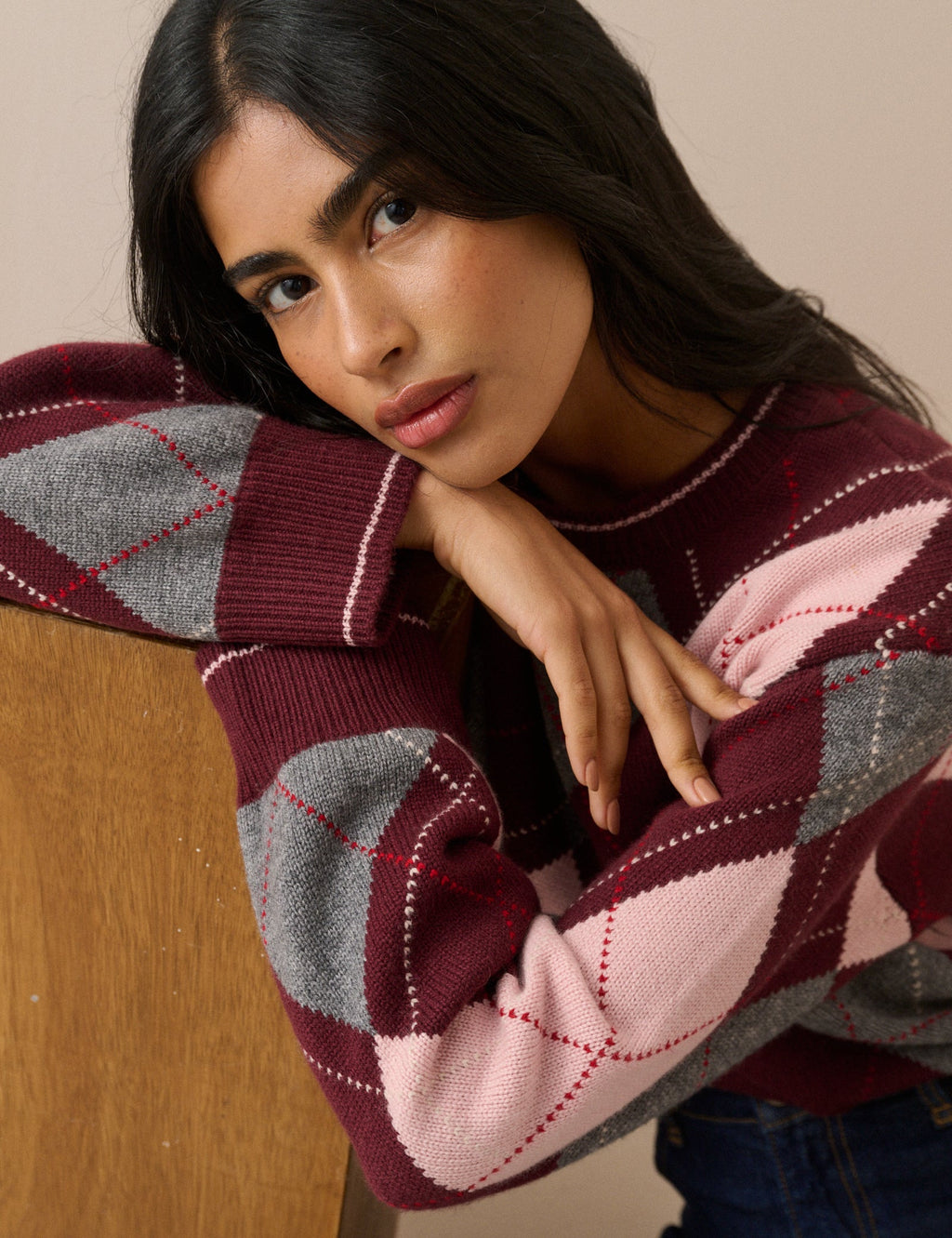 Argyle Oversized Wool-Blend Jumper