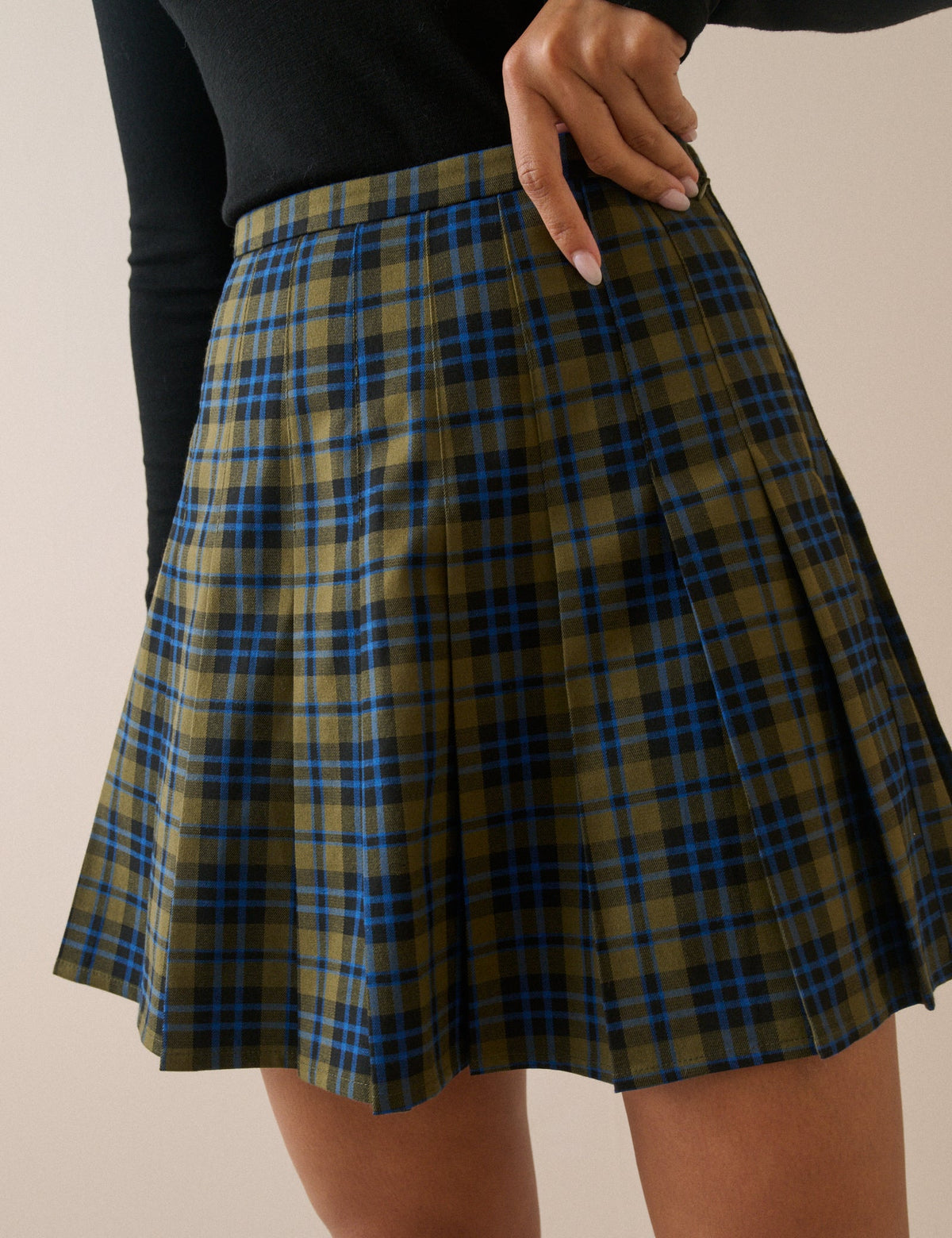 Pleated Tartan Mini Skirt