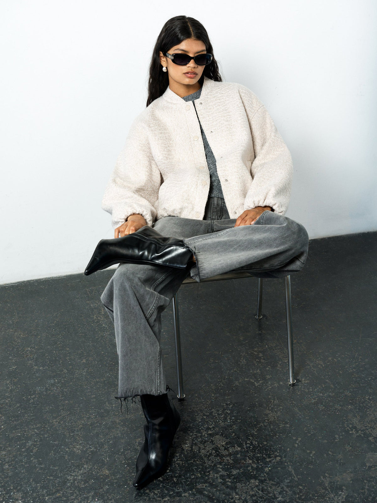 Nellie Textured Bomber Jacket