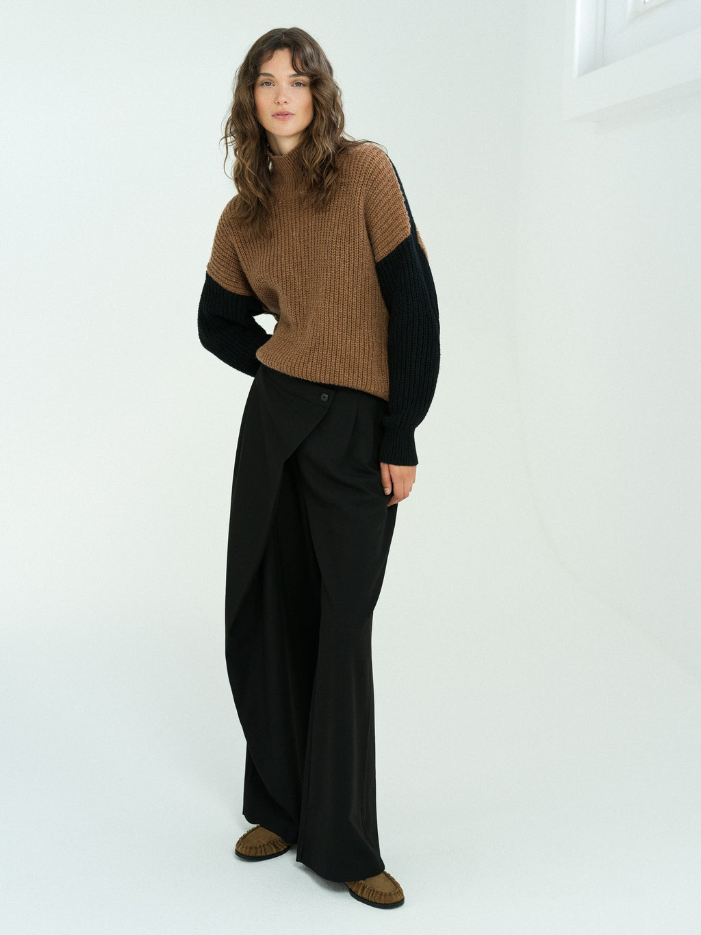 Iona Colour Block Roll Neck Jumper