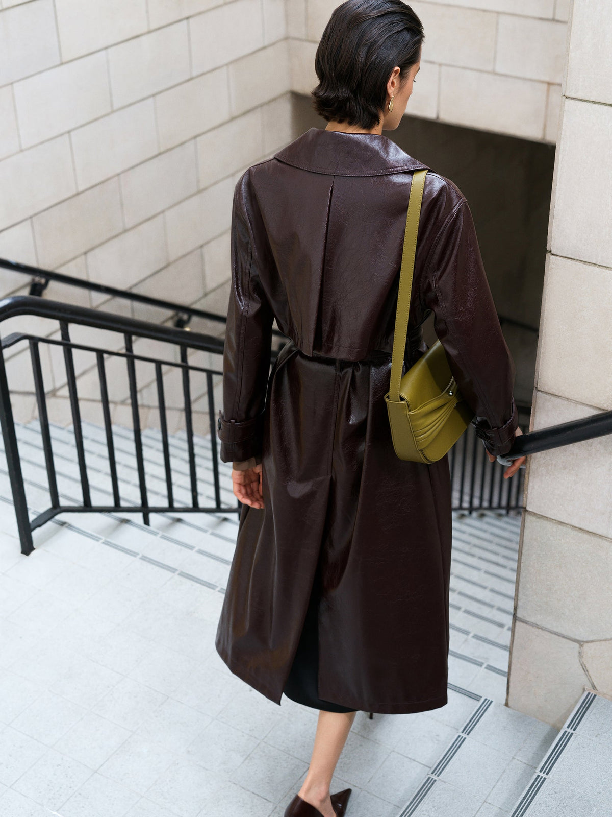 Athene Crinkle PU Trench Coat