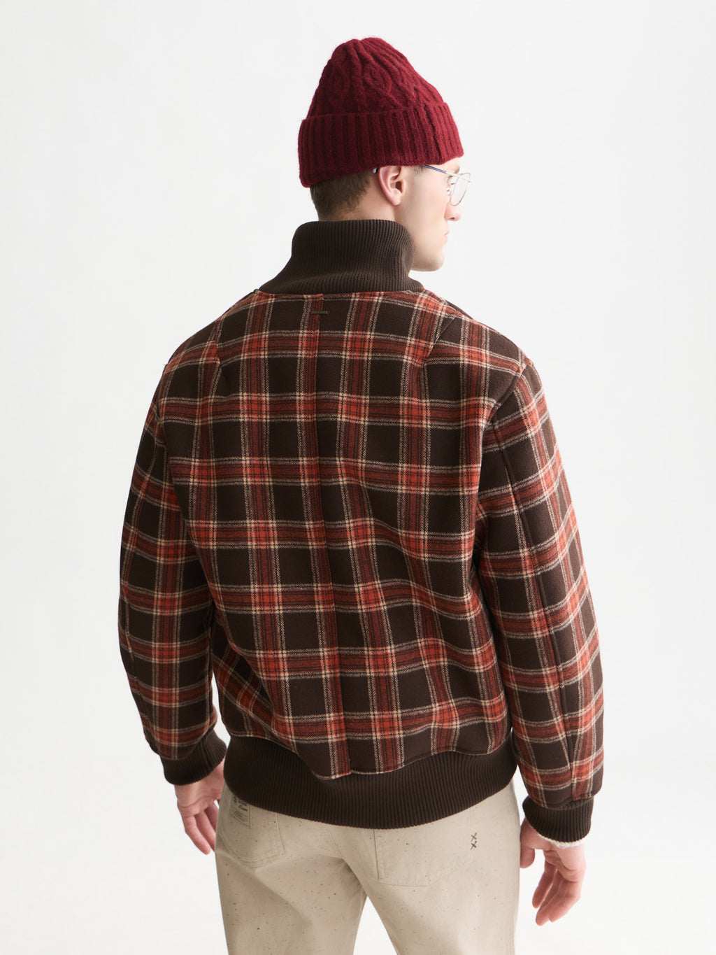 Shawl Collar Bonded Plaid Jacket