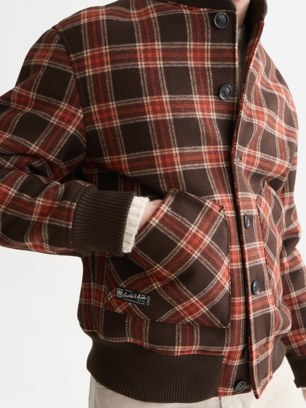 Shawl Collar Bonded Plaid Jacket