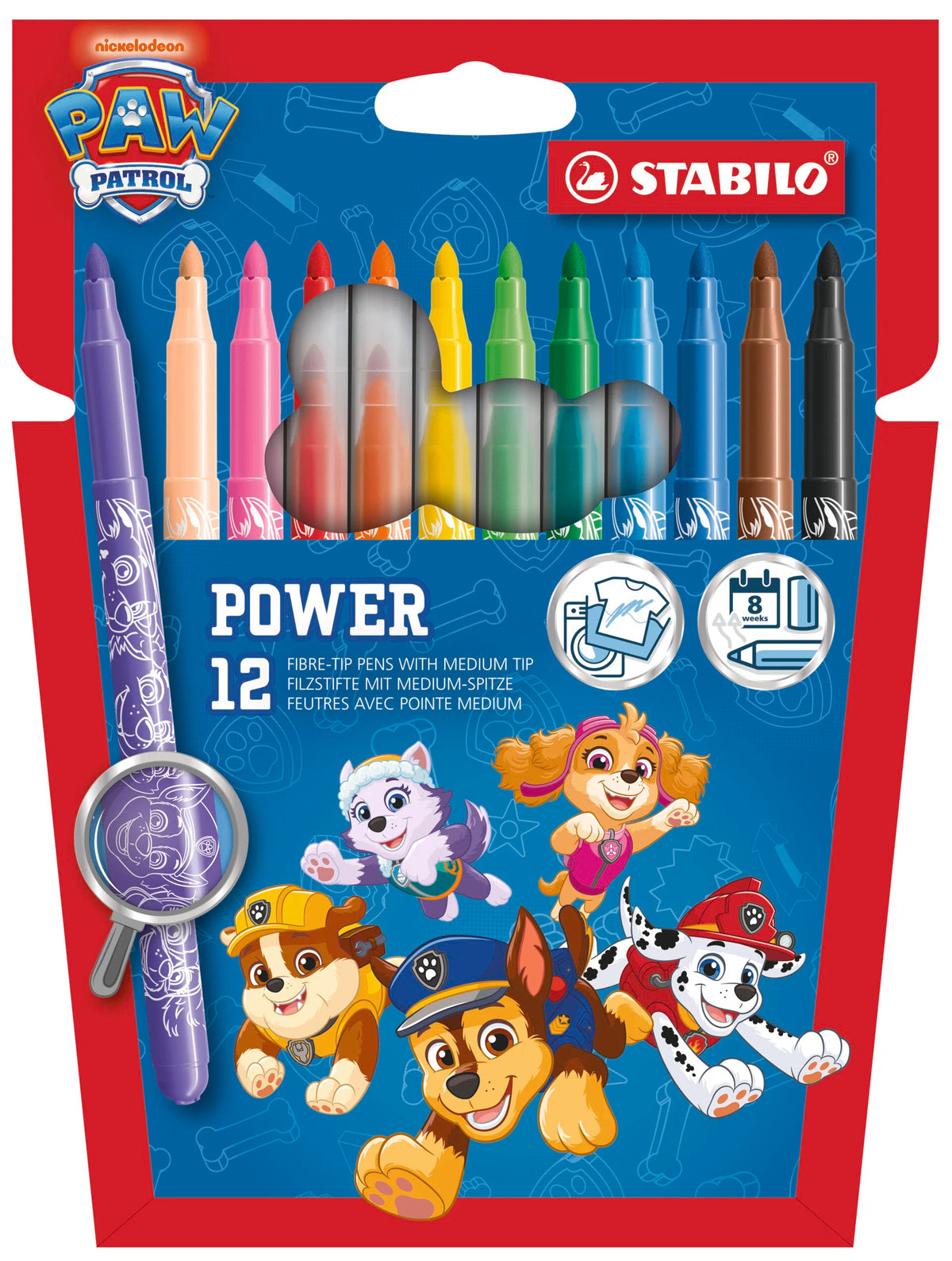 Medium Fibre-Tip Pen - STABILO power PAW Patrol - Wallet of 12 - with PAW Patrol Print