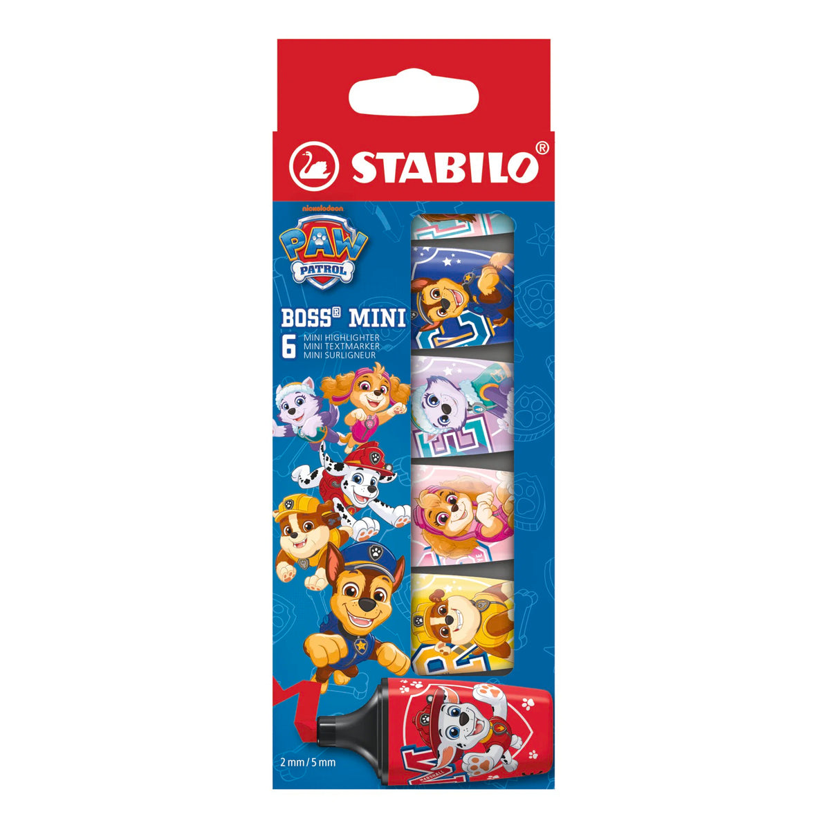 STABILO BOSS MINI PAW Patrol - Highlighter - Wallet of 6 - with PAW Patrol Print