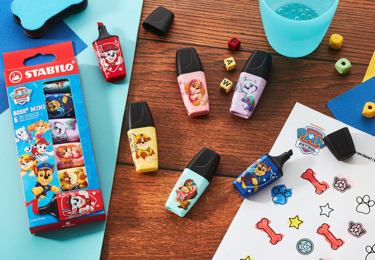 STABILO BOSS MINI PAW Patrol - Highlighter - Wallet of 6 - with PAW Patrol Print