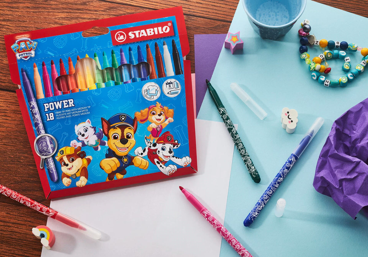 STABILO power PAW Patrol - Medium Fibre-Tip Pen - Wallet of 30 - with PAW Patrol Print