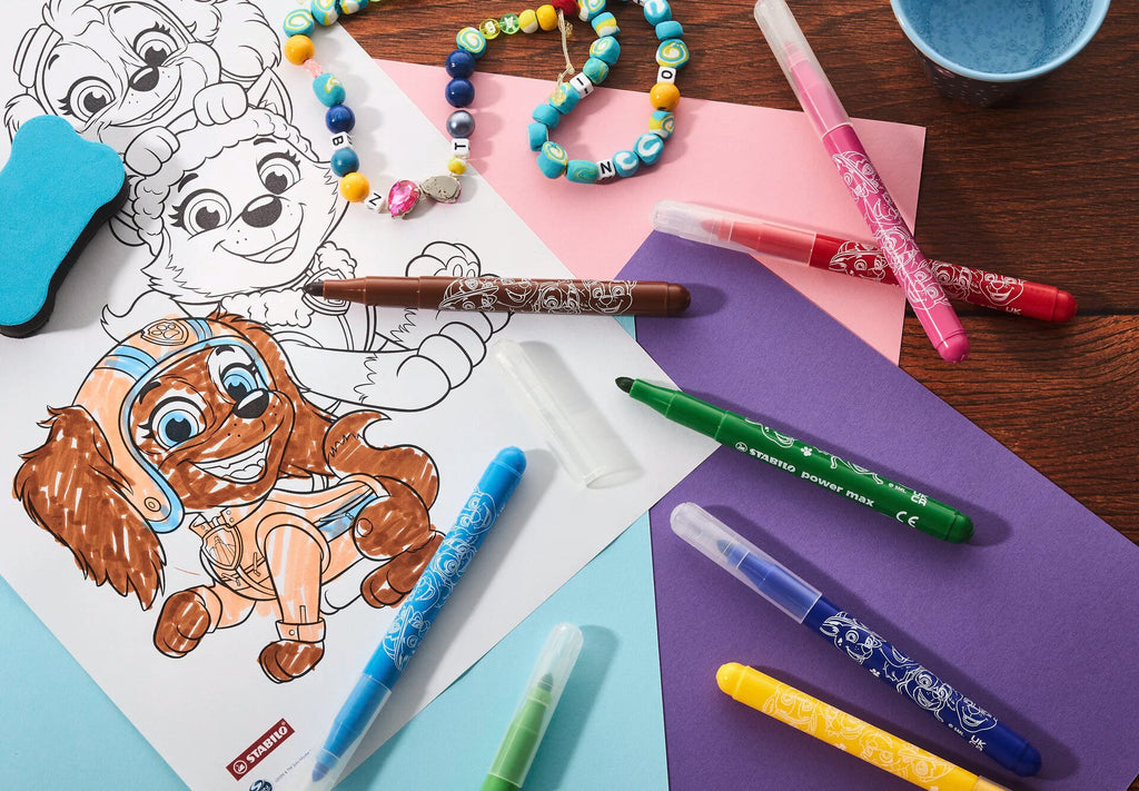 STABILO power max PAW Patrol - Extra-Thick Fibre-Tip Pen - Wallet of 12 - with PAW Patrol Print