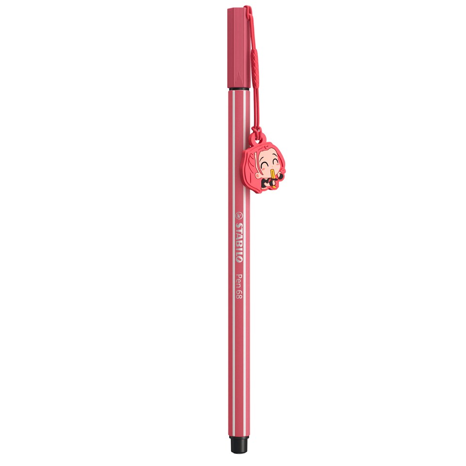 STABILO Pen 68 KPop Demon Hunters - Premium Fibre-Tip Pen - Colour-Mix Box of 10 - with Assorted Characters Designs with Charms
