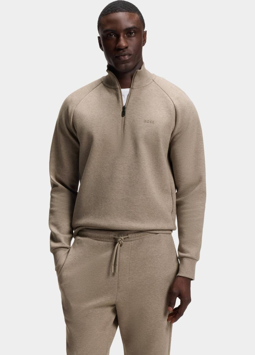 Zip-neck Sweatshirt in Stretch Cotton