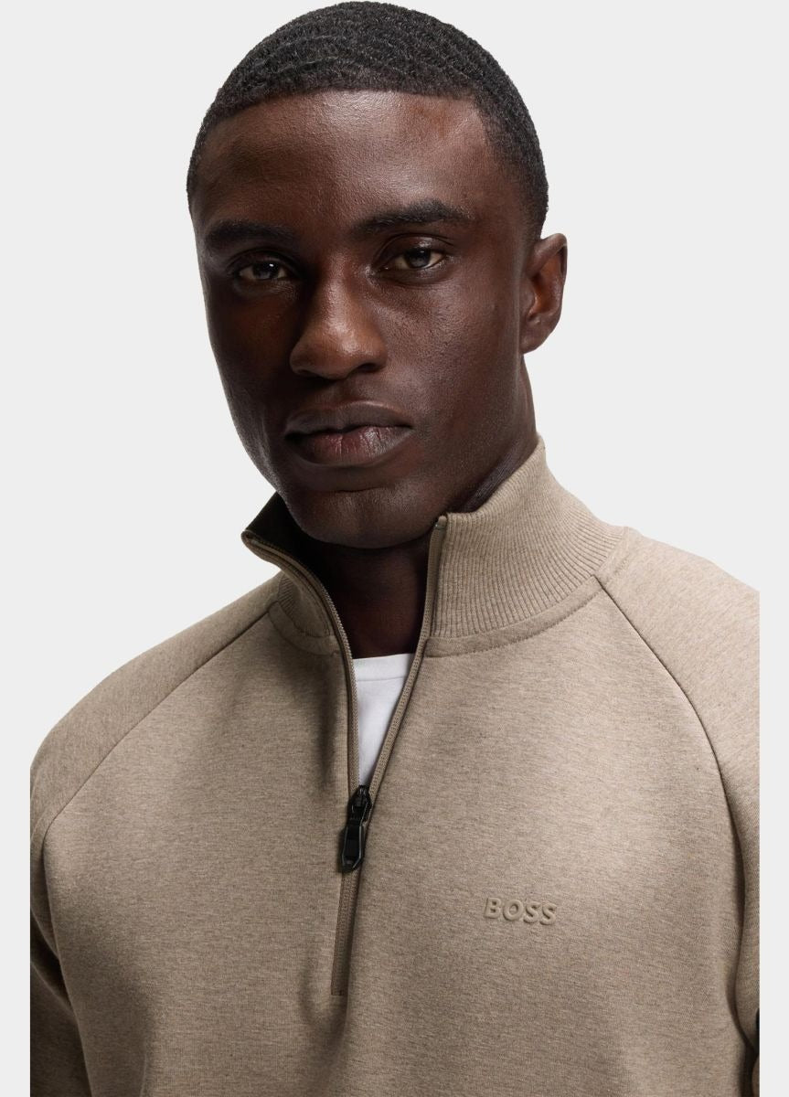 Zip-neck Sweatshirt in Stretch Cotton