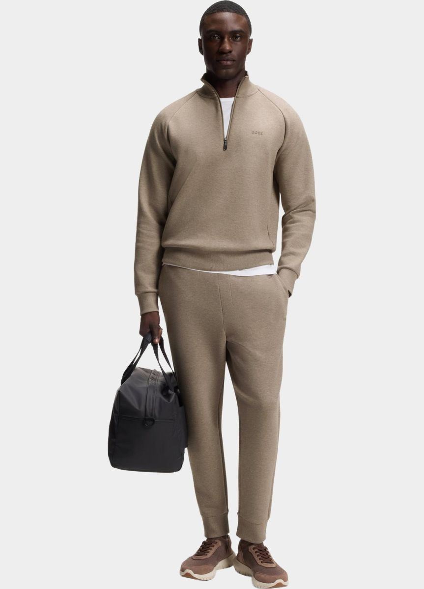 Zip-neck Sweatshirt in Stretch Cotton